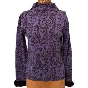 Casual Corner Purple REAL Fur Sleeve Angora Lambswool NWT Y2K Top Shirt Small